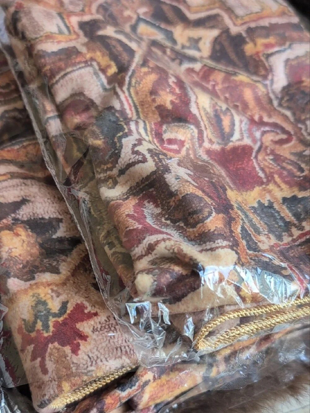 Terracotta Gold Vintage Velvet Pillow Covers 20x20 Inch Tan Brown Khaki Bohemian